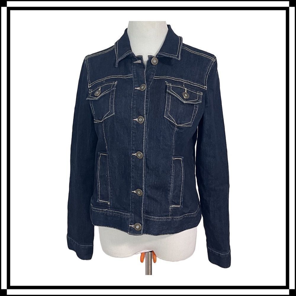 EUC! Baccini Dark Wash Jean Jacket, Size Med